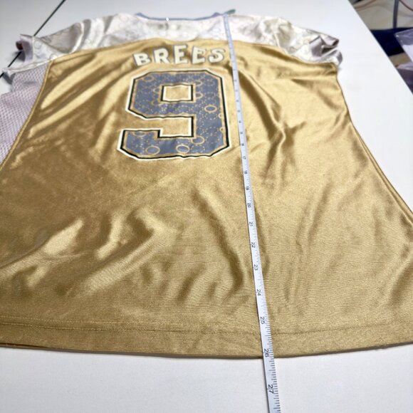 Reebok Saints Gold Silver Drew Brees No. 9 Rhinestone NFL Football Jersey Size M - Picture 6 of 13